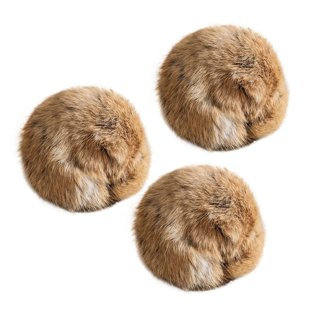 1-6Pcs Real Rabbit Fur Cat Toy Balls Soft Fuzzy Interactive Pet Chasing Play Toy