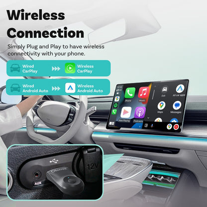 Ottocast Wireless Carplay Mirror iPhone Cars Adapter 3 in 1 Compatible w/Airplay