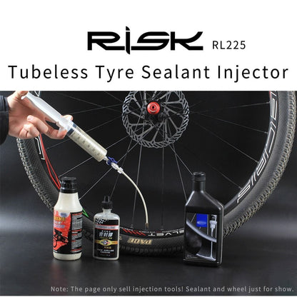 Tire Tubeless Valves Tubeless Sealant Injector 60ml Syringe Rubber Hose Kit