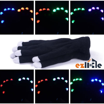 Flashing Gloves Glow 7 Mode LED Rave Light Finger Lighting Mitt Party Glow Games