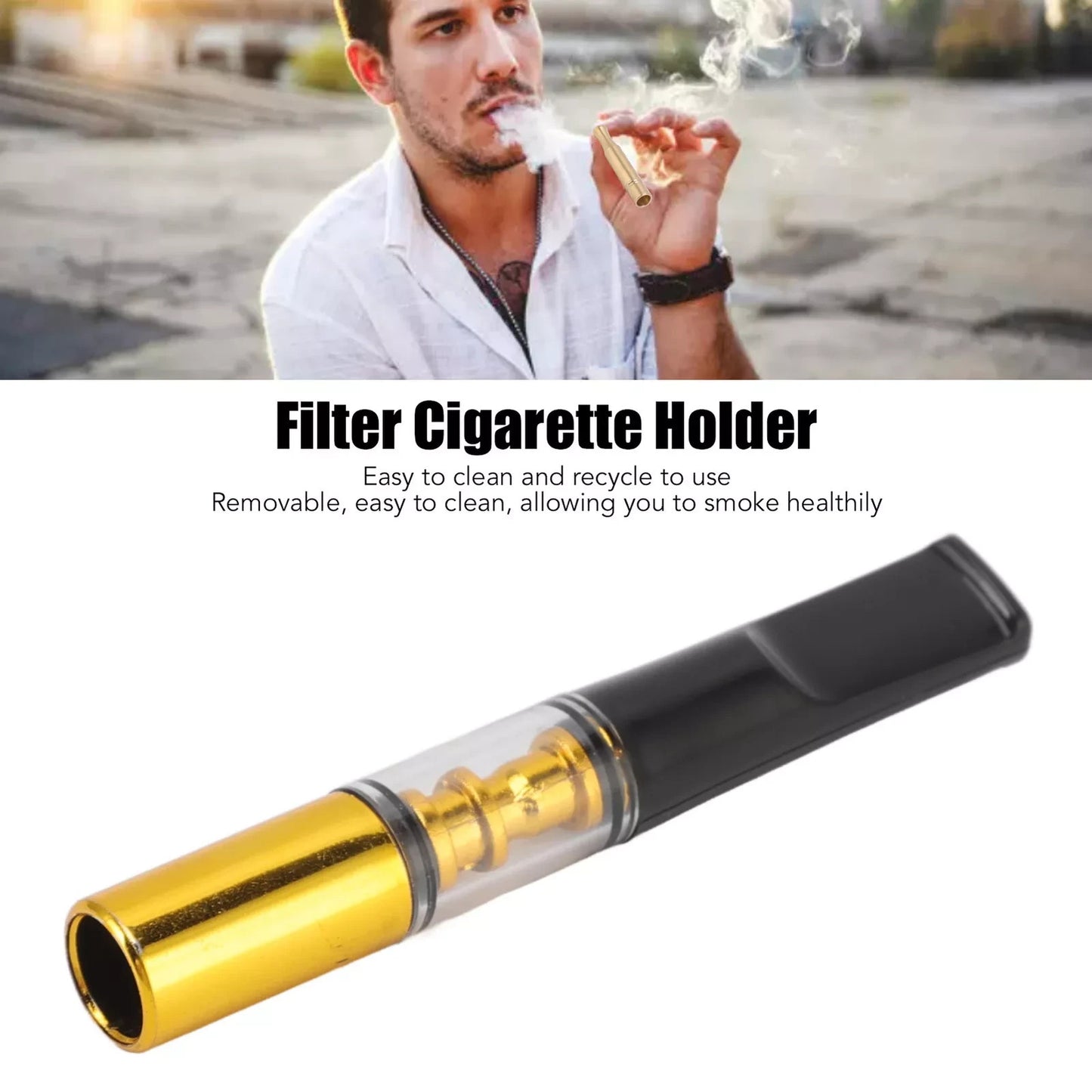 5pcs Filter Cigarette Holder Reusable Smoke Tar Filter Holder Reduce Smoke Tar
