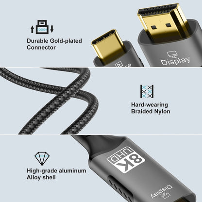 USB C to HDMI Cable 8K@60Hz 4K@120Hz Type C to HDMI-Compatible HDTV Cable for TV