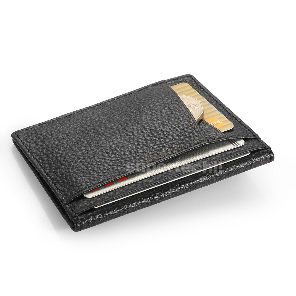 Men Leather Credit Card Holder RFID Blocking Slim Wallet Money Purse Protector
