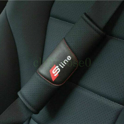 Audi S Line 2Pcs High Quality Car Seat Belt Cover Shoulder Strap Cushion Pad AU