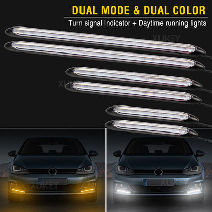 2x Car Sequential Tube Strip Turn Signal Indicator DRL Daytime Running LED Light