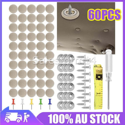 60* Car Roof Lining Liner Repair Kit Fix Sagging Headliner Pins Buckle Rivet OZ