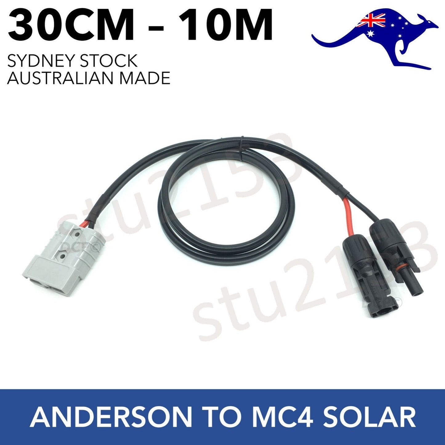 50A Anderson Plug to MC4 Compatible Solar Connectors 6mm Auto Cable 30cm - 10m