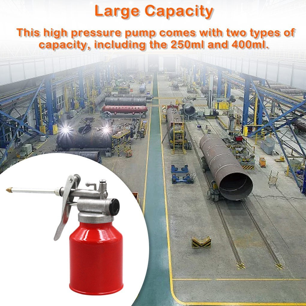 250/400ml Aluminium Oiler Oil Can High Pressure Gun Rigid Metal Nozzle Durable