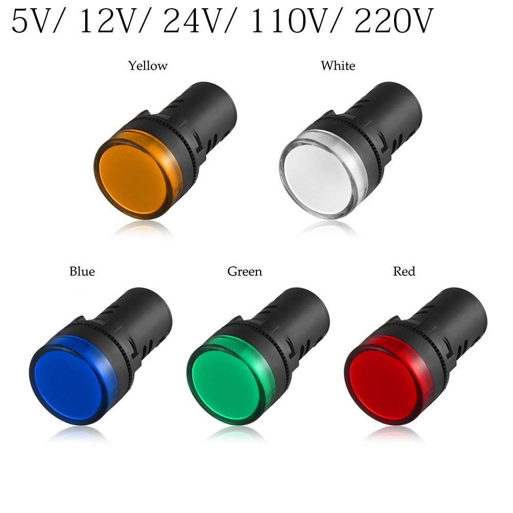 5V 12V 24V 110V 220V LED Indicator Pilot Light 22mm Panel Mount Signal Lamp