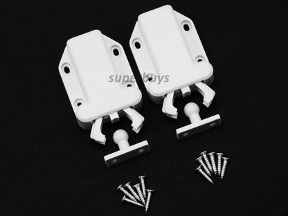 2 Set White Beetle Touch Latch Push In To Open Drawer Cabinet Door Catch Lock