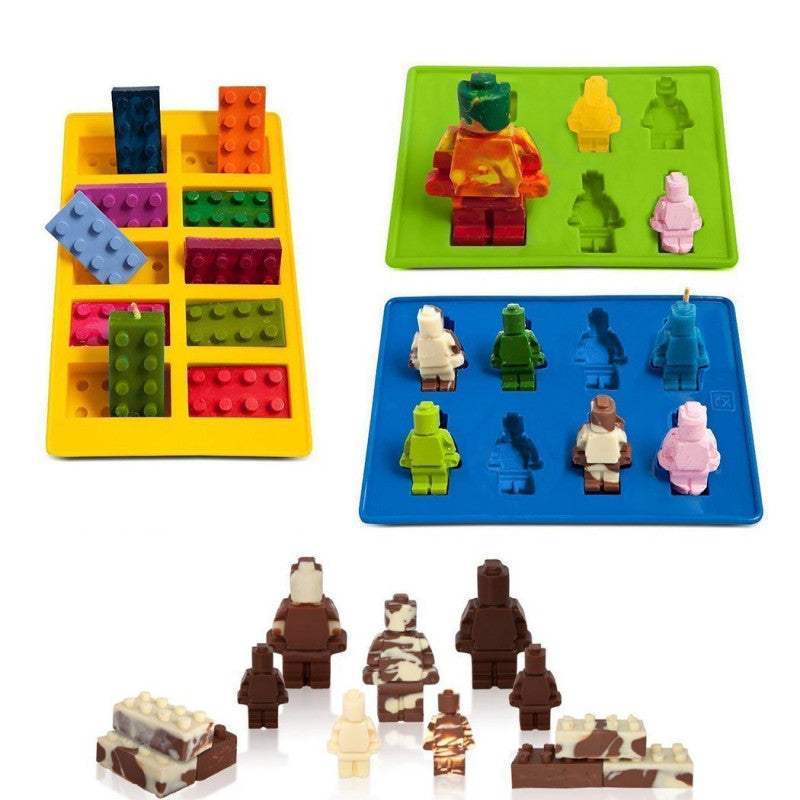 Brick Figure Man Silicone Mold Mould Chocolate Block Cake Ice Cube Tray AU NEW
