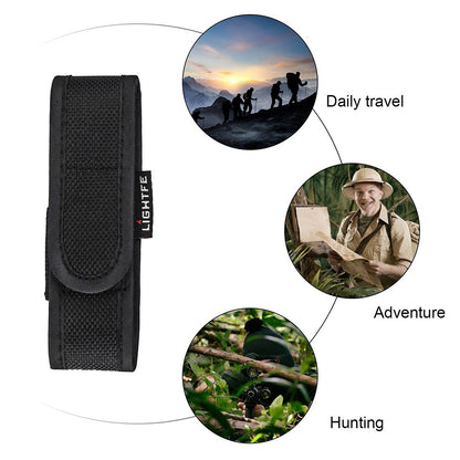 Black Nylon Holster Holder Case Belt Magic Pouch for LED Flashlight Torch AU