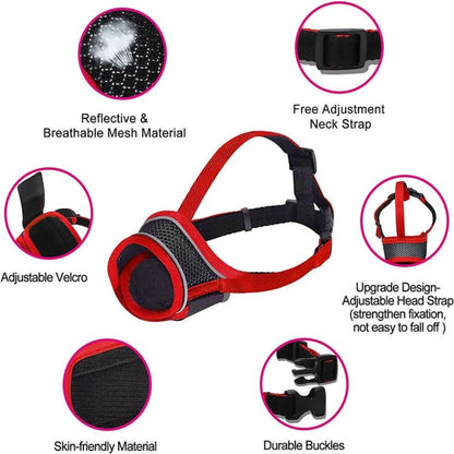Comfortable Mesh Dog Muzzle Adjustable Strap Pet mask  Small to Medium Dogs