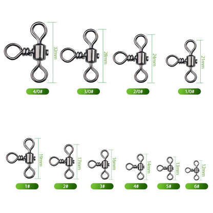 3 Way Bearing Swivel Fishhook Connector T-shape Fishing Swivels Cross Line