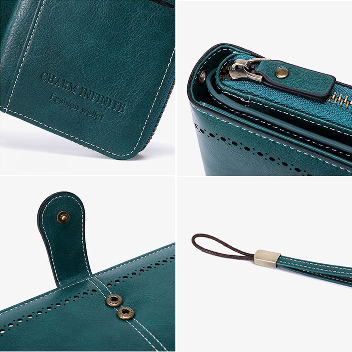 Women Leather Wallet Zipper Lady Long Card Holder Coin Case Handbag Clutch Purse