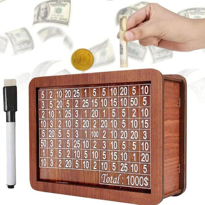 Wooden Cash Saving Box Creative Cash Savings Challenge Box Coin Money Box Gift