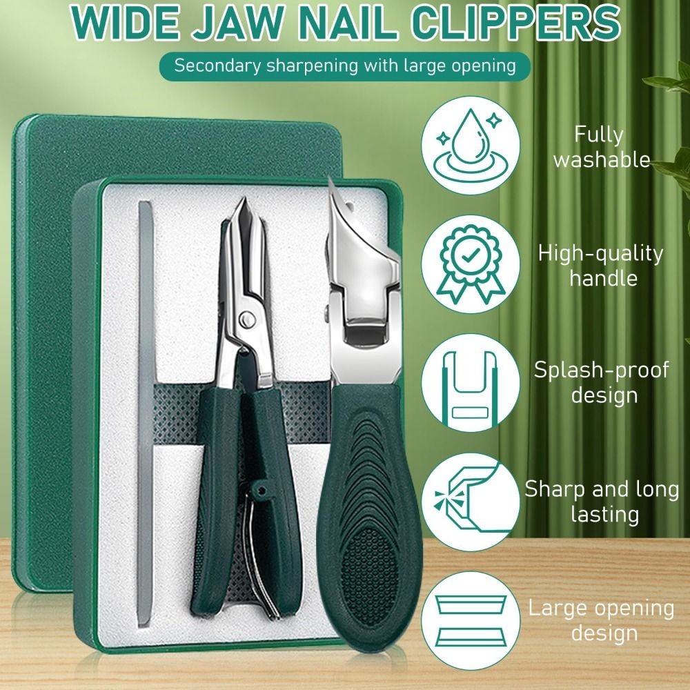 3-Piece Sets Wide Jaw Opening Eagle Beak Beveled Nail Clippers