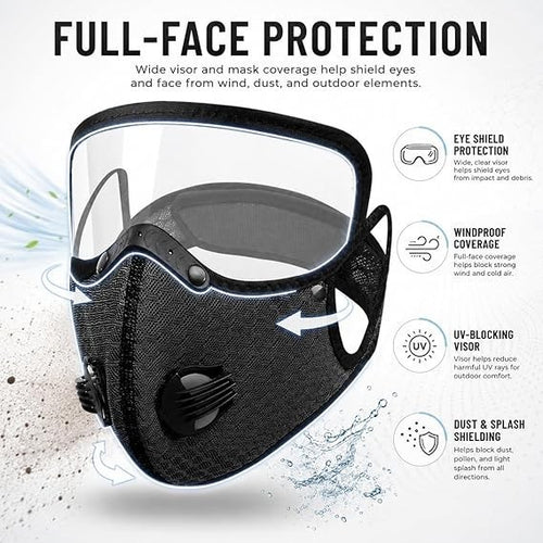 Reusable Carbon Filter Dust Mask with Adjustable Goggles With 10 Layer Filter