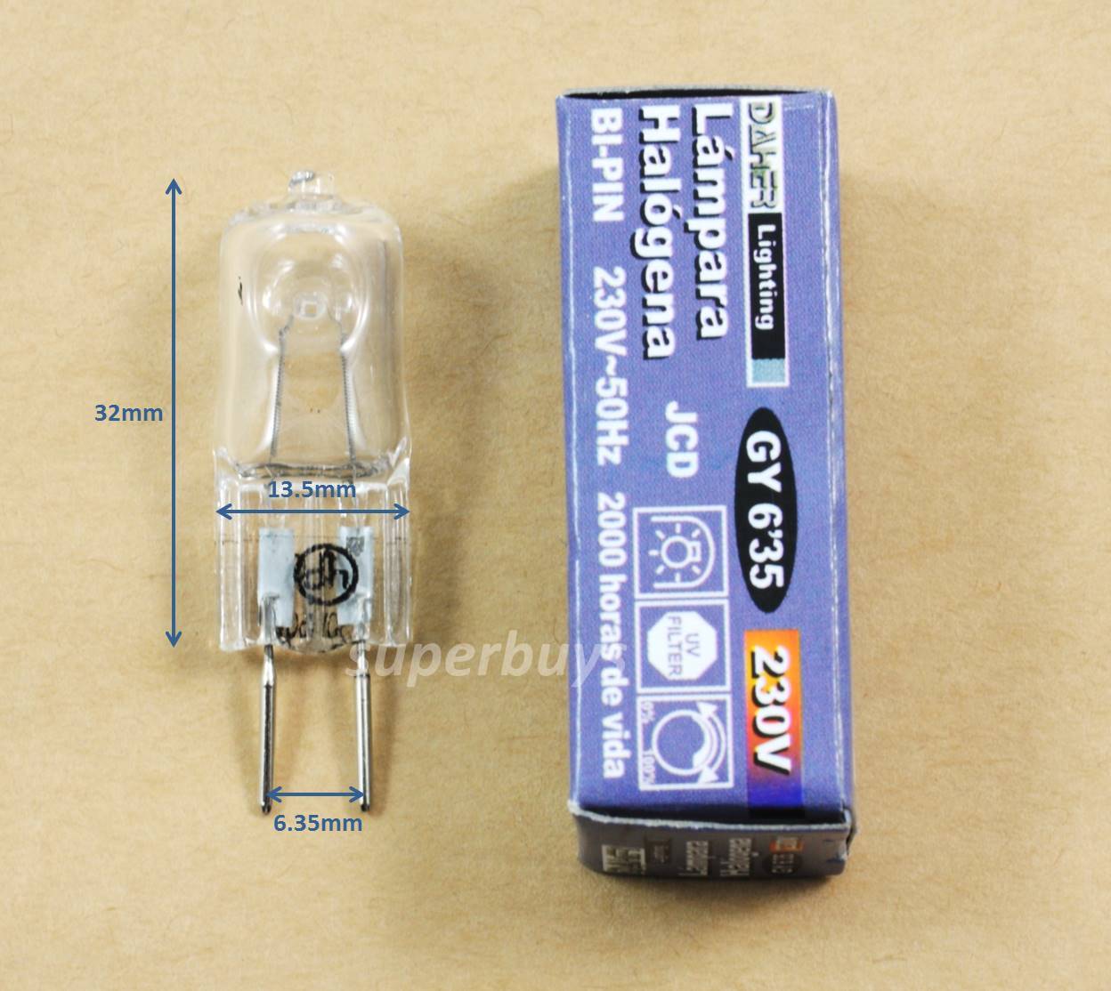 2pcs 35W JCD Clear Tungsten Halogen Bi-Pin Dimmable Light Globe 220-240V GY6.35