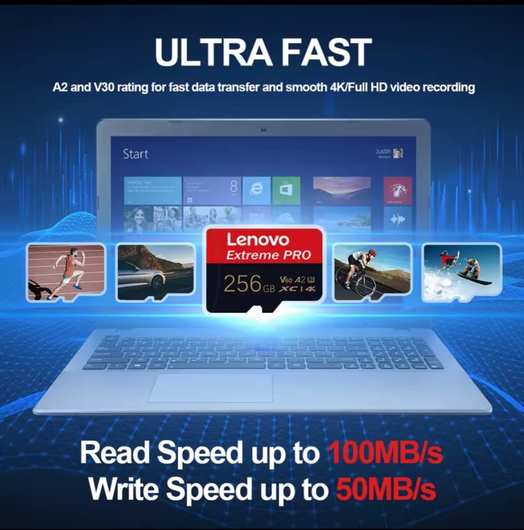 Lenovo 2TB High-Speed Micro TF/SD Card 1TB Cards Class 10 Memory Card Waterproof