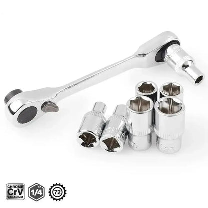 Mini Treble 1/4 Ratchet Wrench Double Ended Quick Socket Ratchet Wrench Screwdri