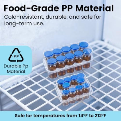 10-Slot Vial Storage Case Stackable Freezer Tube Box  Diabetic Supplies