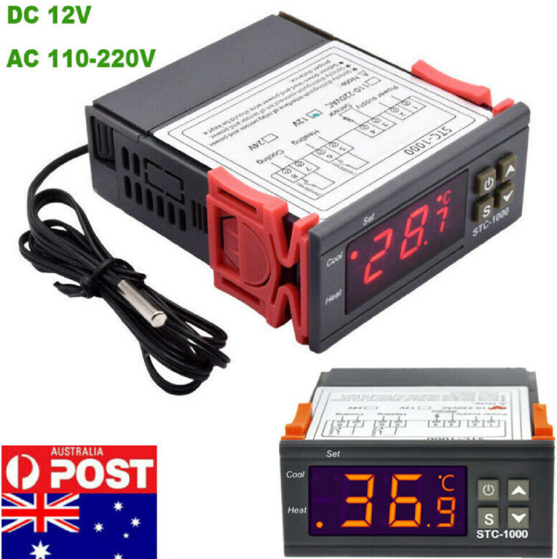 Digital Temperature Thermostat STC-1000 Controller 12V-220V Heating Cooling LCD