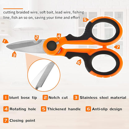 Multi Functional Serrated Fishing Scissors Cutting Line Horse Gear AU Pack Set
