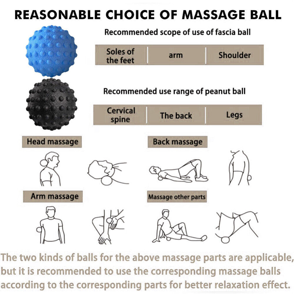 1-5x Spiky Massage Ball Roller Trigger Point Therapy Stress Yoga Reflexology Gym