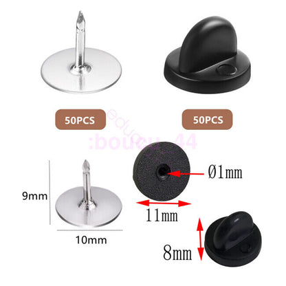 HOT 50xClutch Pins Tacks Blank Pins w/Locking Pin Backs for Lapel Tie Hat Badge