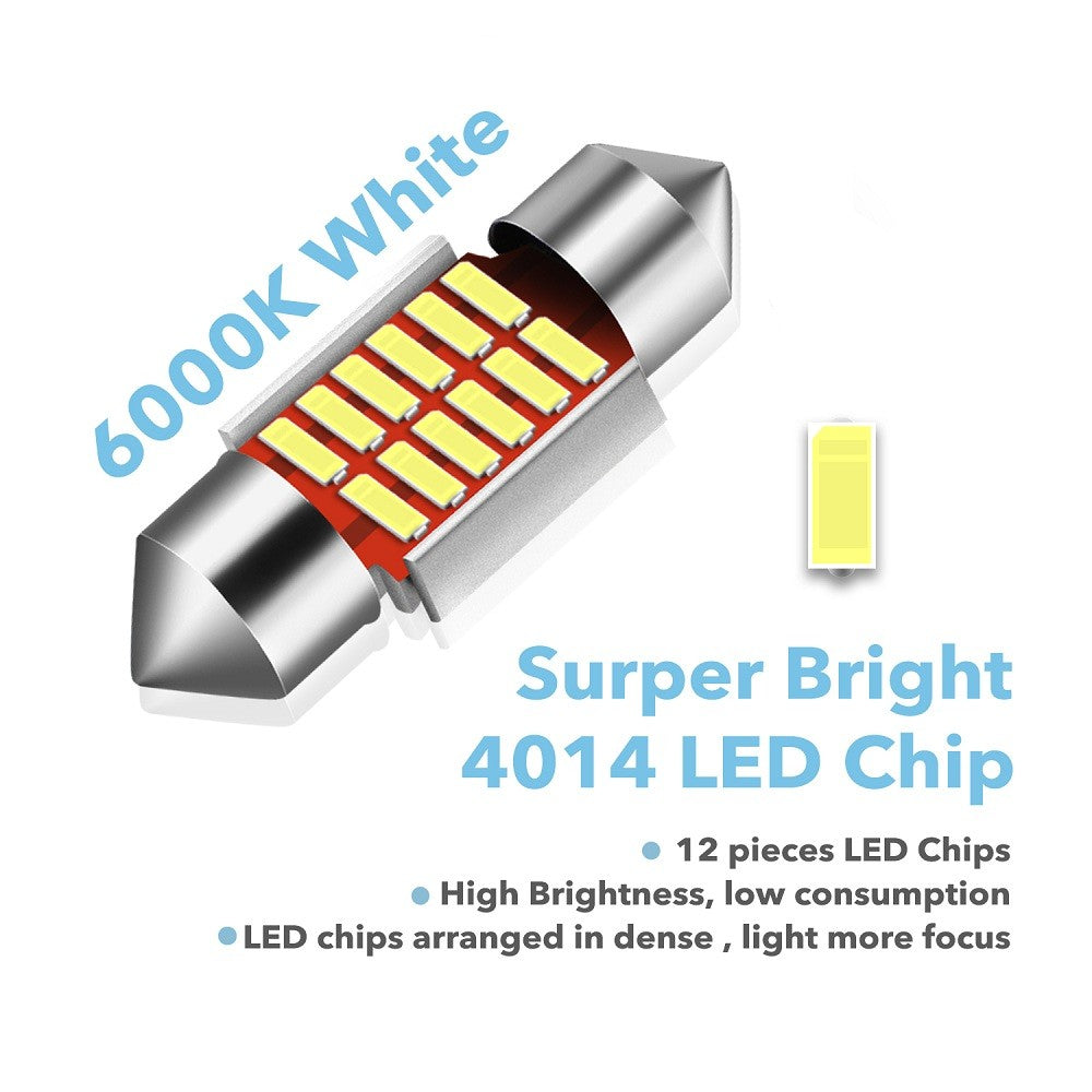 AUXITO 31MM Festoon DE3175 LED Map Dome Interior Light Bulbs 6000K White CANBUS