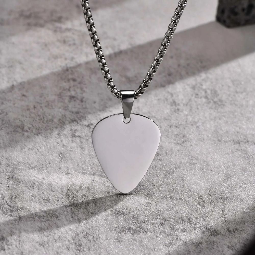 Titanium Steel Guitar Pick Necklace Guitar Pick Music-lovers Jewelry
