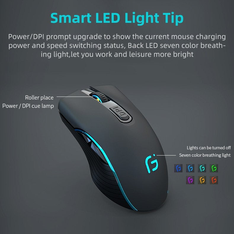 Dual Mode Wireless Bluetooth Mouse Silent Ergonomic for PC Laptops Rechargeable