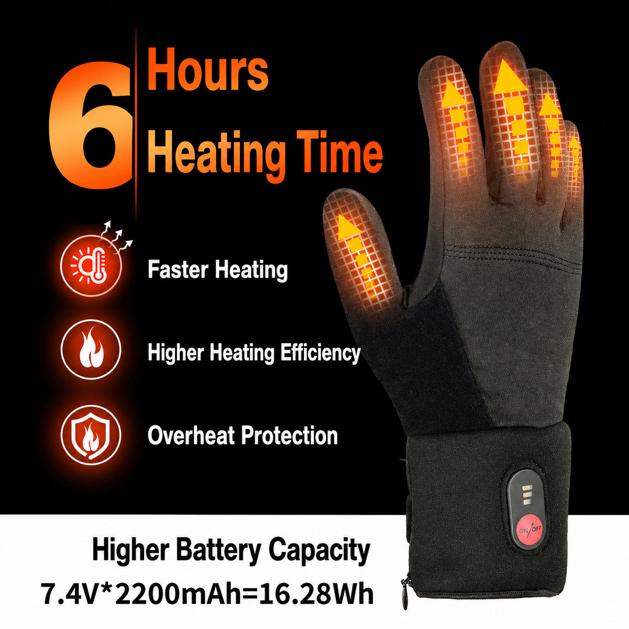 Electric Heated Gloves Ultra-Thin Touch-Screen Lightweight Hand Warmers Ourdoor