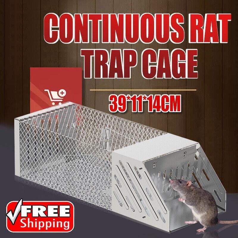 1X Continuous Rat Trap Cage Animal Bait Safe Catch Pest Rodent Mouse Control Box