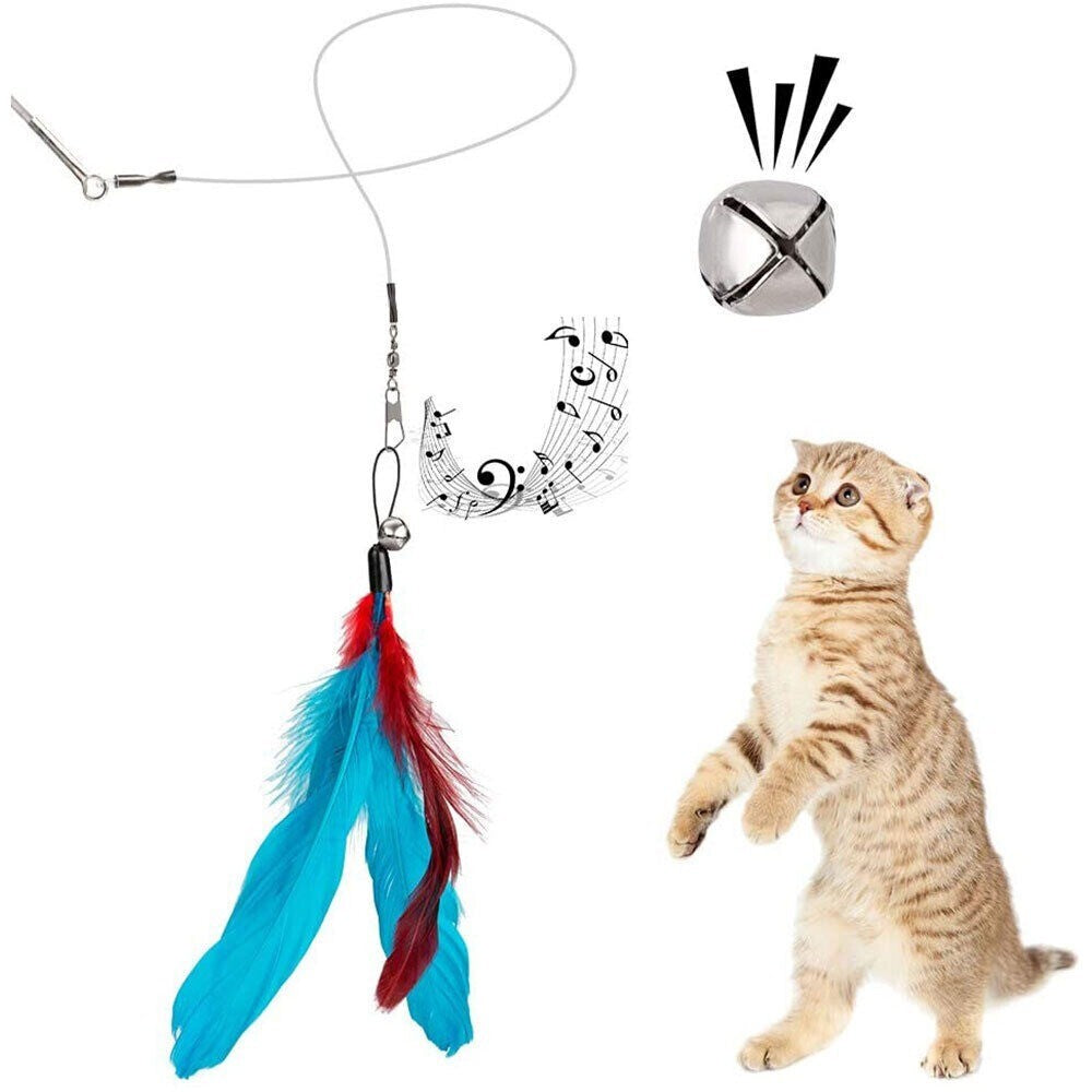 12PCS Kitten Cat Feather Toy Bell Wand Teaser Rod Interactive Play Pet Toys Gift