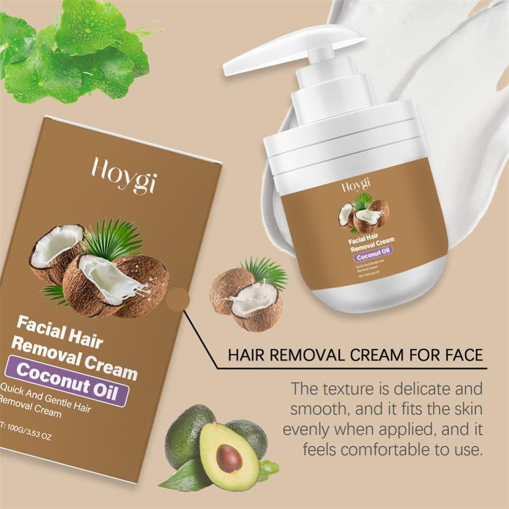 Facial Depilatory Cream, Coconut Hair Remover for Upper Lip and Chin for Women