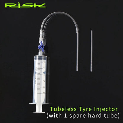 Tire Tubeless Valves Tubeless Sealant Injector 60ml Syringe Rubber Hose Kit
