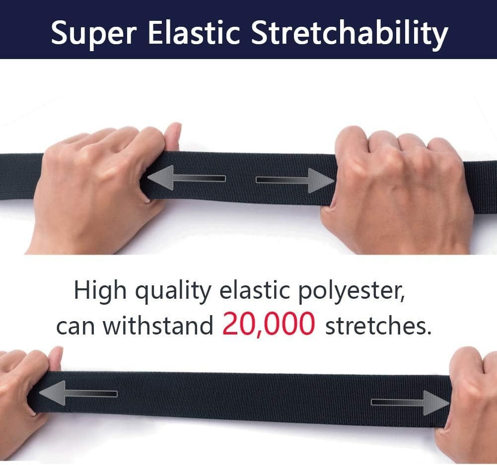 Elastic Belt for Men, Stretch Canvas Belt with Plastic Buckle, Breathable Be