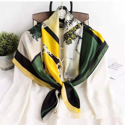 Women Lady Quality Large Classic Elegant Square Silk Scarf Wrap Shawl-90*90cm