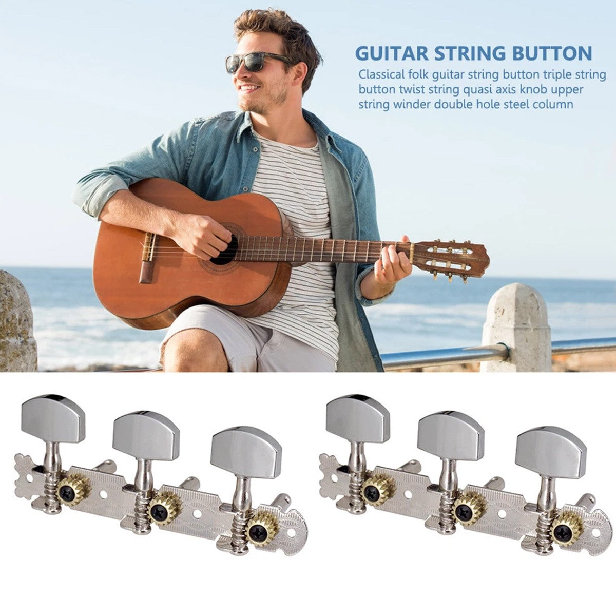 Guitar Tuning Pegs 2 Pack Metal Classical Guitar Machine Heads Tuners Keys Parts