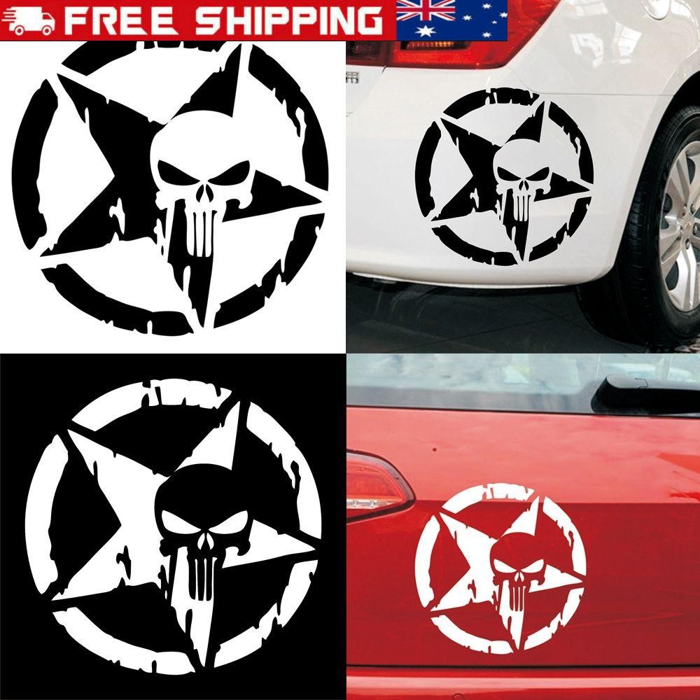 New Auto Reflective Punisher Star Vinyl Decal Skull Pentagram Car Sticker