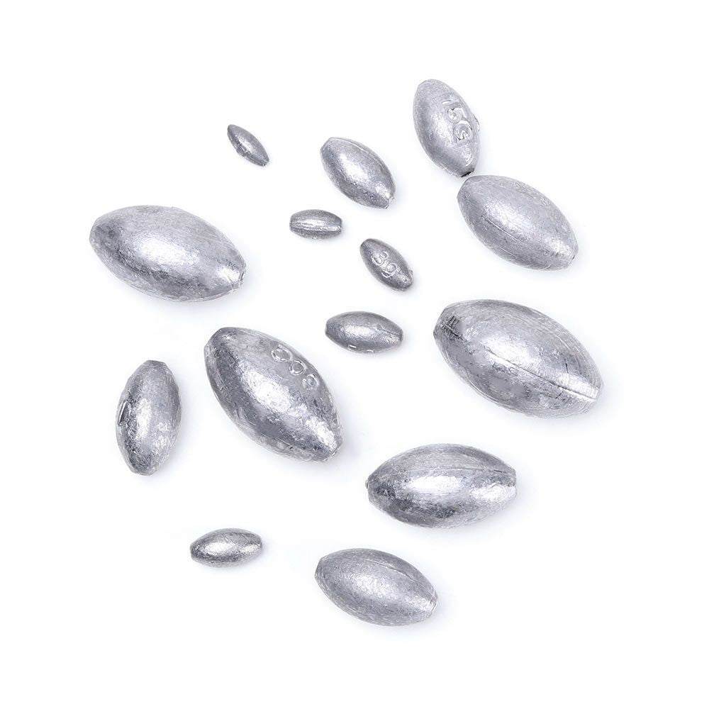 Shot Line Sinkers Weights Fishing Lead Fall Olive Shaped Sinker Hook Connector