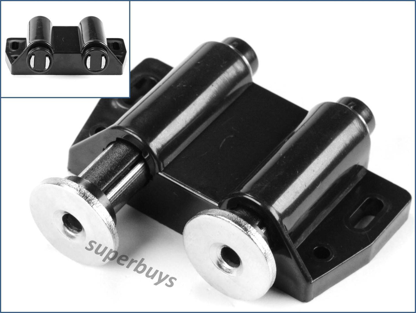 1pc Black Double Magnetic Touch Latch Push To Open Drawer Cabinet Door Catch