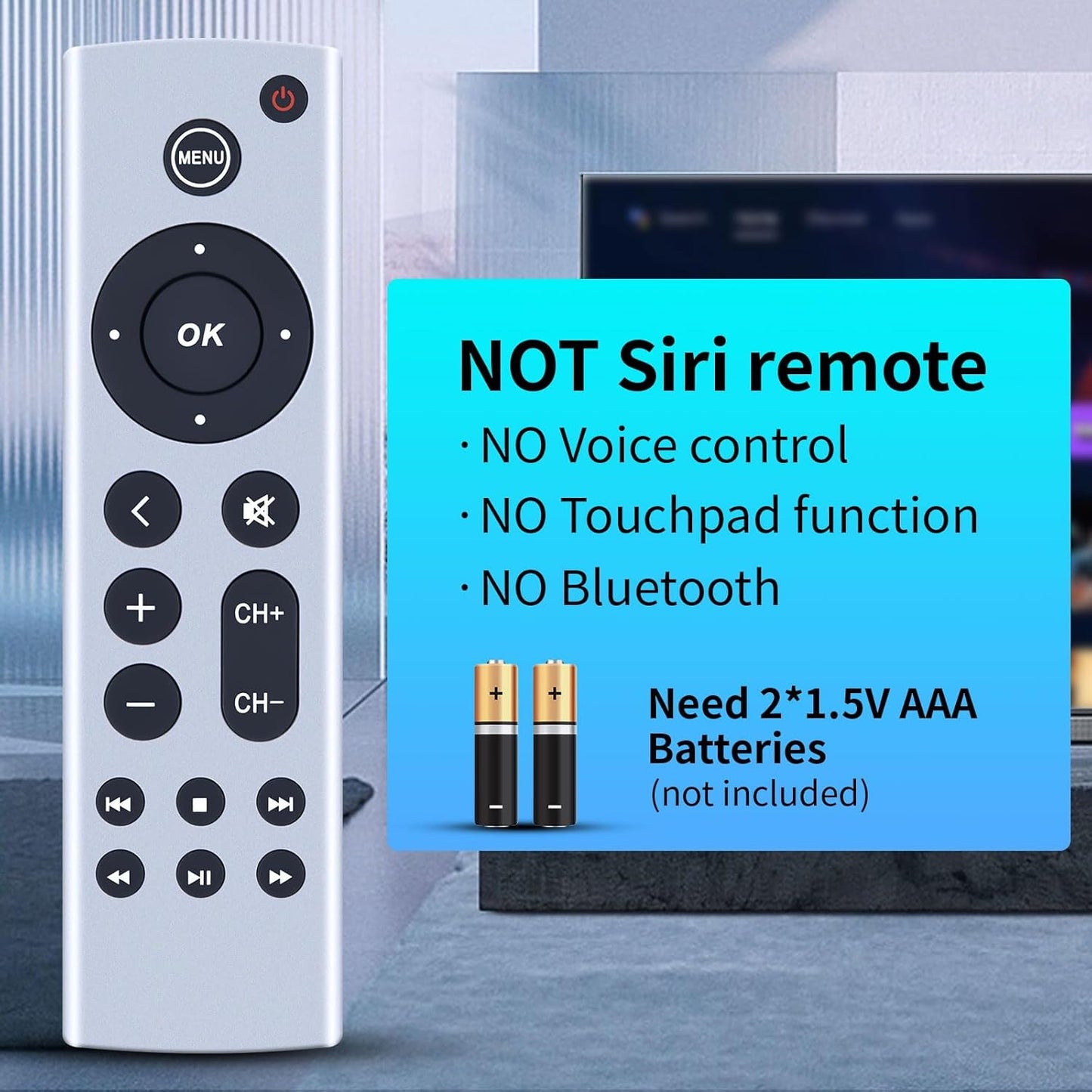 Replacement Remote for Apple TV 4K HD A2843 A2737 A2169 A1842 A1625 Controller