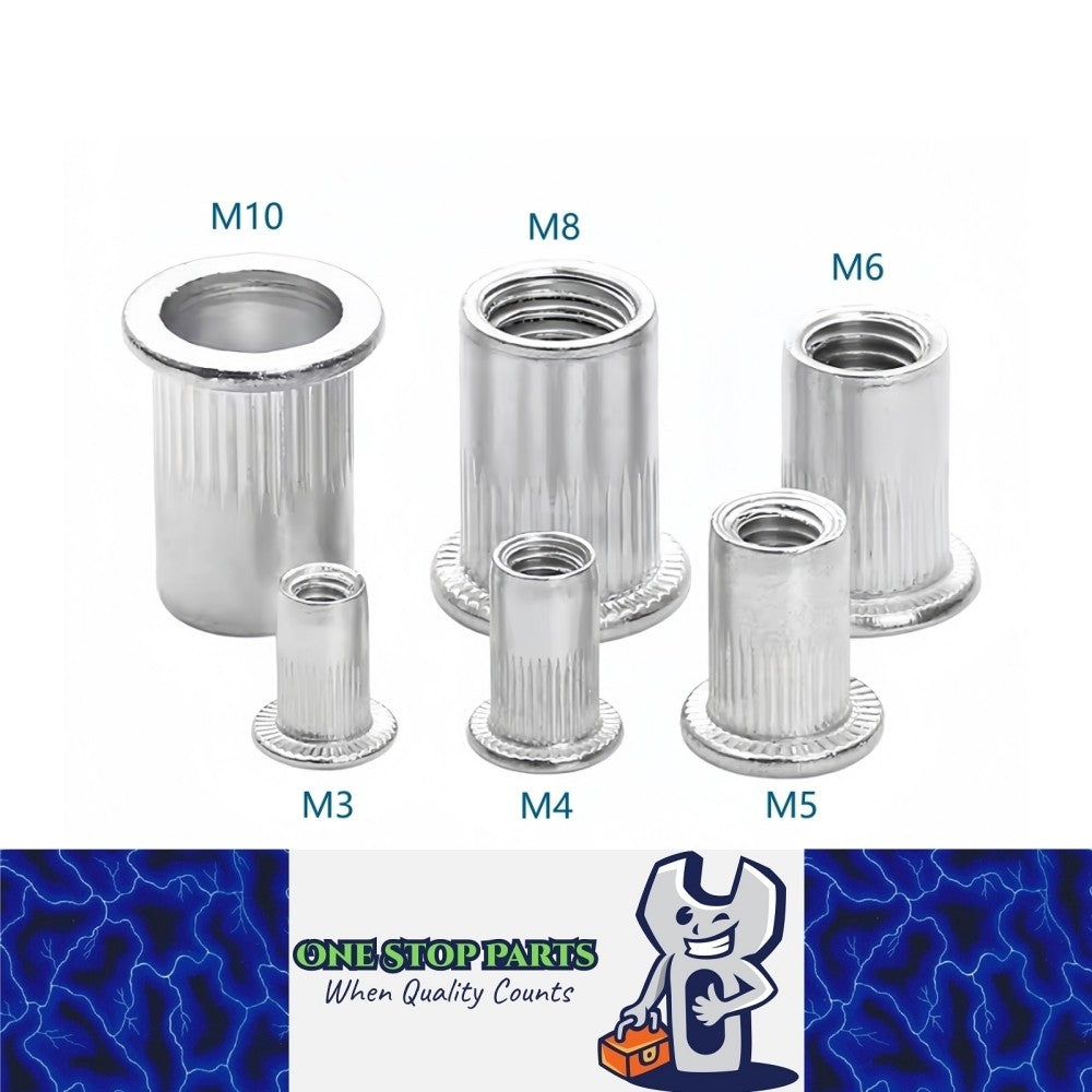 Aluminium Rivet Nut Flat Head Insert Threaded Nutsert Kit M3/M4/M5/M6/M8/M10