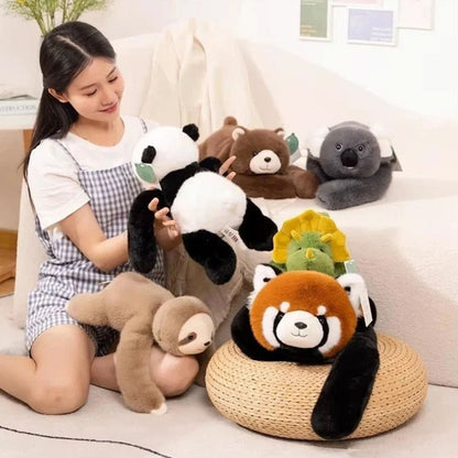Weighted Long Arm Stuffed Animal Fluffy Toy Bear Raccoon Pillow Holiday Gifts