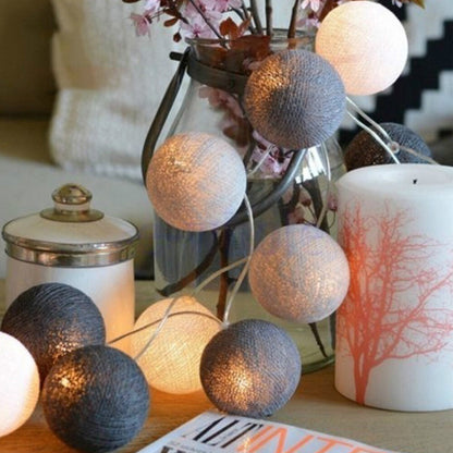 20 LED Cotton Ball Globe Garland String Fairy Lights Bedroom Wedding Home Decor
