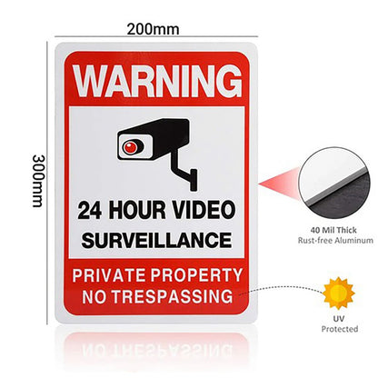 2PCS 24 Hour Video Surveillance Private Property No Trespassing Security Signs