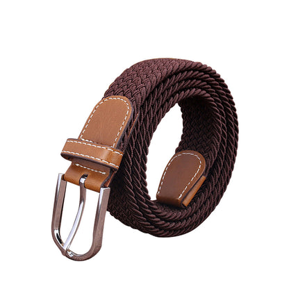 Women's Stretch Woven Waist Straps Waistband Braided Canvas Buckle Belt Elastic